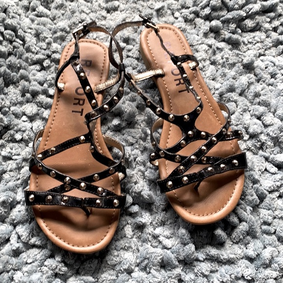 Report black silver stud sandals sz 6 - Picture 1 of 3